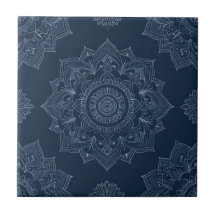 Indigo Azulejo Blue Portuguese Mandala Decorative