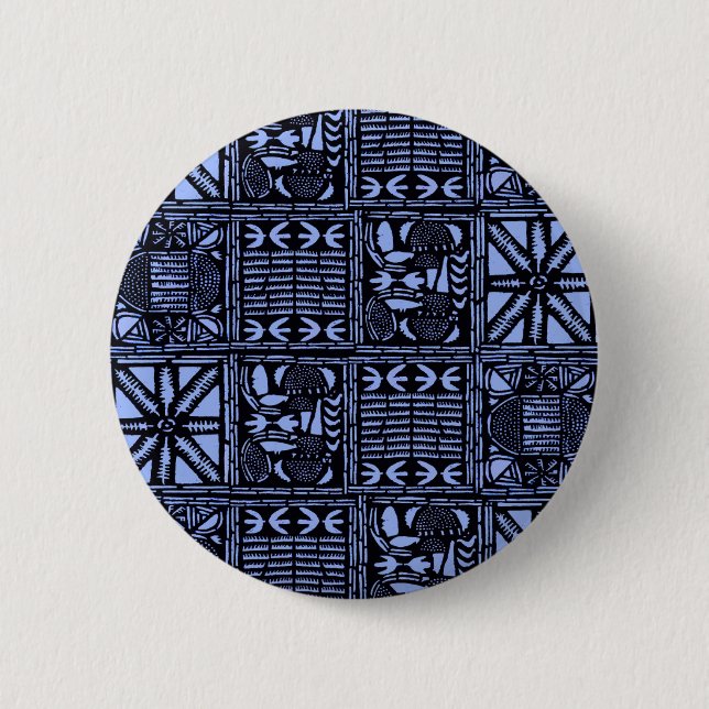 Indigo Batik Quilt - Blue 2 Inch Round Button (Front)
