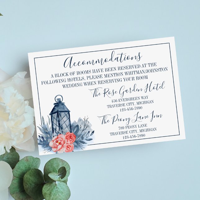 Indigo Bliss Floral Stems Lantern Accommodations Enclosure Card (Creator Uploaded)