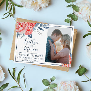 Indigo Bliss Watercolor Leaf Floral Branches Stems Save The Date