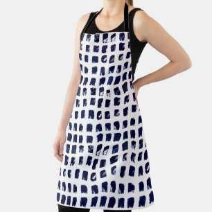 Indigo Block Print Fibre Art All-Over Print Apron