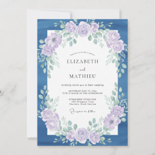 Indigo Blue Alluring Botanical Wedding Invitation