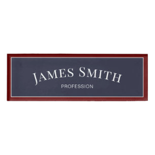 Indigo Blue and Red White Professional Modern Name Tag