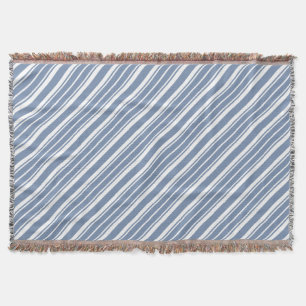 Indigo Blue and White Ticking Stripe Throw Blanket