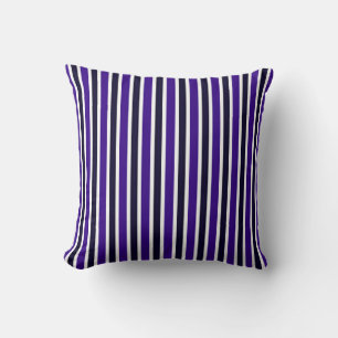 Indigo, Blue Charcoal and white stripes Throw Pillow