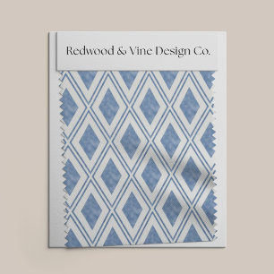 Indigo Blue Diamond Pattern Fabric