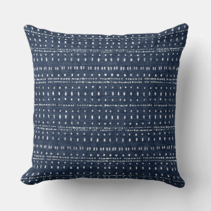 Indigo Blue Dots Throw Pillow