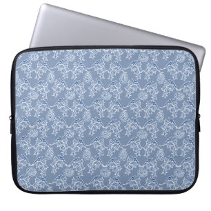 Indigo Blue Ethnic Floral Print Laptop Sleeve