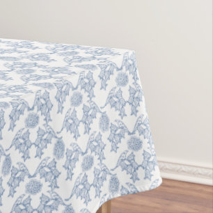 Indigo Blue Ethnic Floral Print Tablecloth