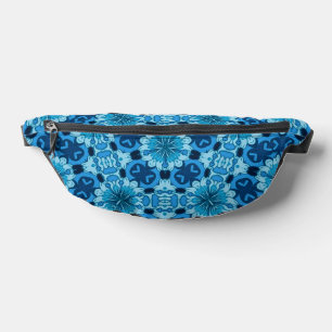 Indigo Blue Floral Chinese Tile Pattern Fanny Pack