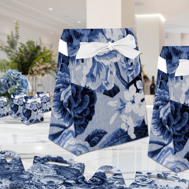 Indigo Blue Floral Toile No.1 Favor Box (Creator Uploaded)