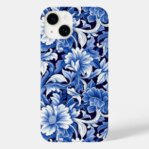 Indigo Blue Flowers Case-Mate iPhone 14 Case