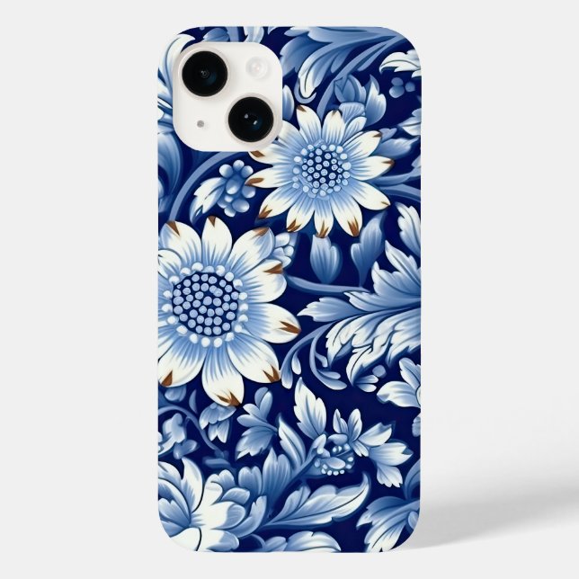 Indigo Blue Flowers Case-Mate iPhone Case (Back)