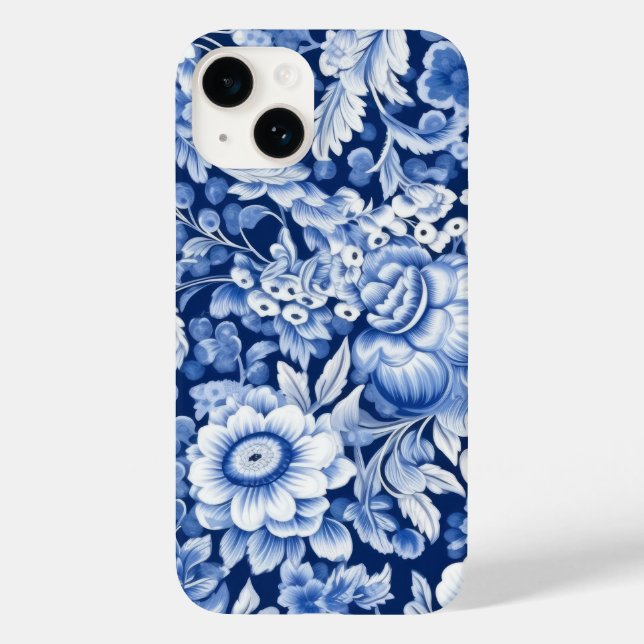 Indigo Blue Flowers Case-Mate iPhone Case (Back)