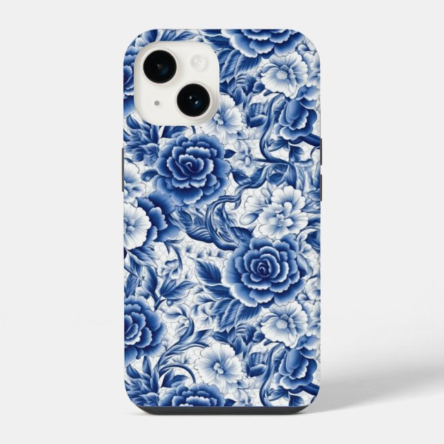 Indigo Blue Flowers iPhone Case (Back)