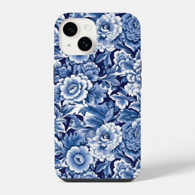 Indigo Blue Flowers iPhone Case (Back)