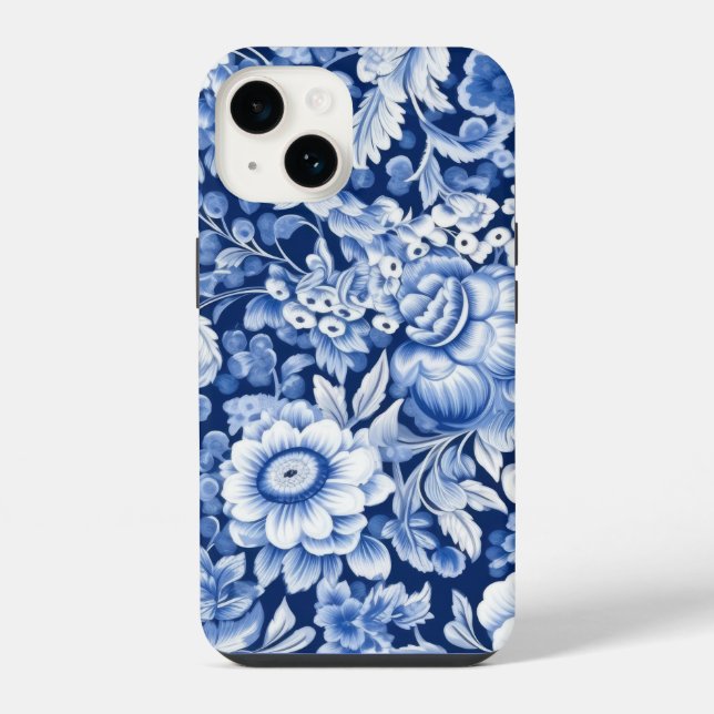 Indigo Blue Flowers iPhone Case (Back)