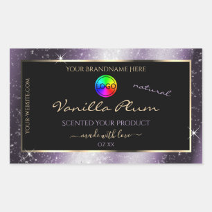 Indigo Blue Glitter Frame Product Label with Logo
