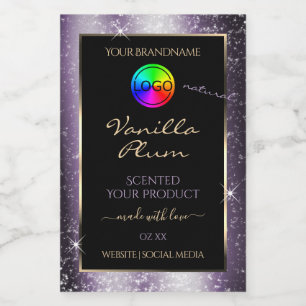 Indigo Blue Glitter Frame Product Label with Logo