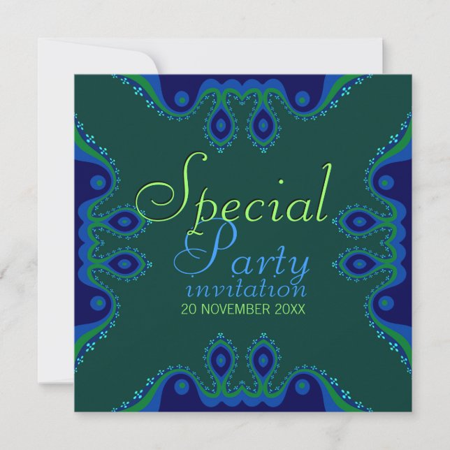 Indigo Blue Goddess Invitations spéciales de fête (Devant)