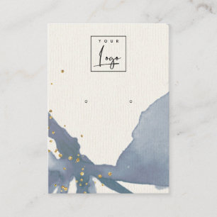 Indigo Blue Gold Abstract Earring Logo Display Business Card