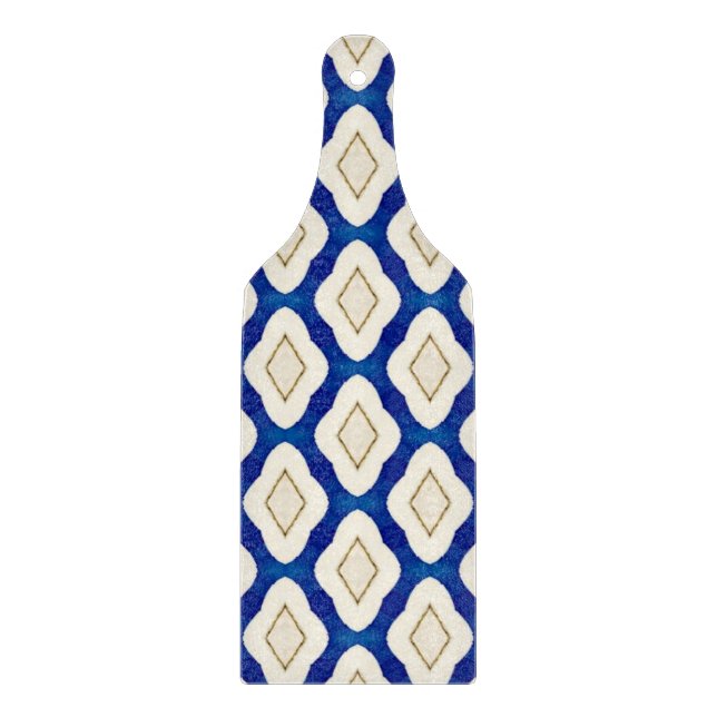 Indigo Blue Grey Azulejo Pattern Portugal Gift Cutting Board (Front)