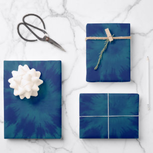 Indigo Blue Hippie Tie Dye Abstract Design  Wrapping Paper Sheet