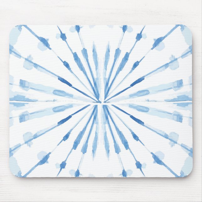 Indigo blue Japanese Shibori sunburst tie dye Mouse Pad (Front)
