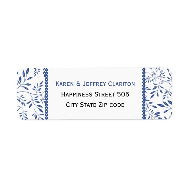 Indigo blue leaves pattern and frame wedding (Front)