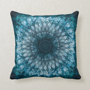 Indigo Blue Mandala Throw Pillow