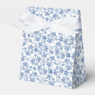Indigo Blue on White Ethnic Floral Tent Favour Box