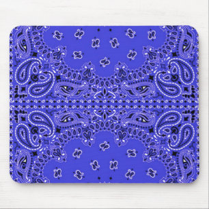 Indigo Blue Paisley Western Bandana Scarf Print Mouse Pad