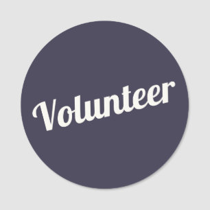 Indigo Blue Pin-back Volunteer Buttons Name Tag