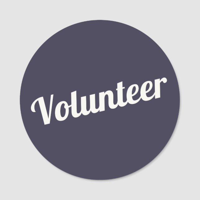 Indigo Blue Pin-back Volunteer Buttons Name Tag (Front)