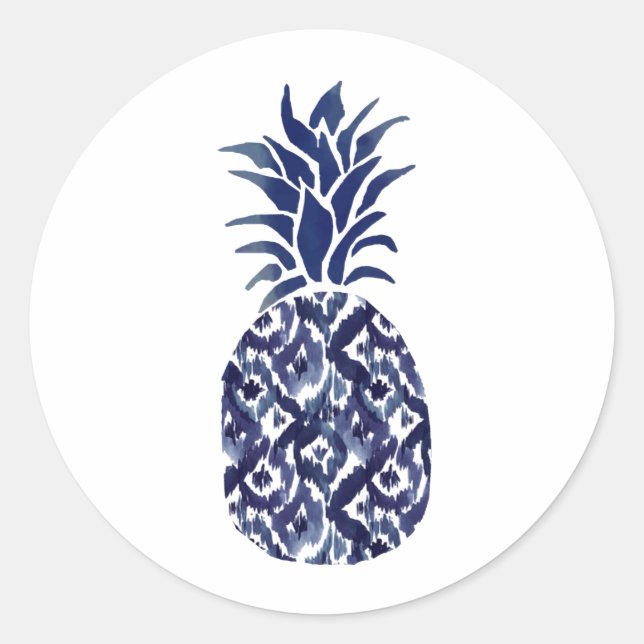 indigo blue pineapple classic round sticker (Front)