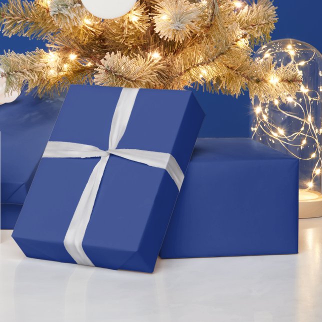 Indigo Blue Plain Solid Colour  Wrapping Paper (Holidays)