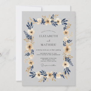 Indigo Blue Polished Winter Wedding Invitation