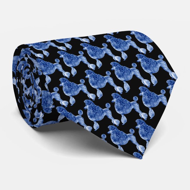 Indigo Blue Posh Poodle Black Tie (Rolled)