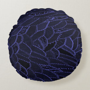 Indigo Blue Round Throw Pillow