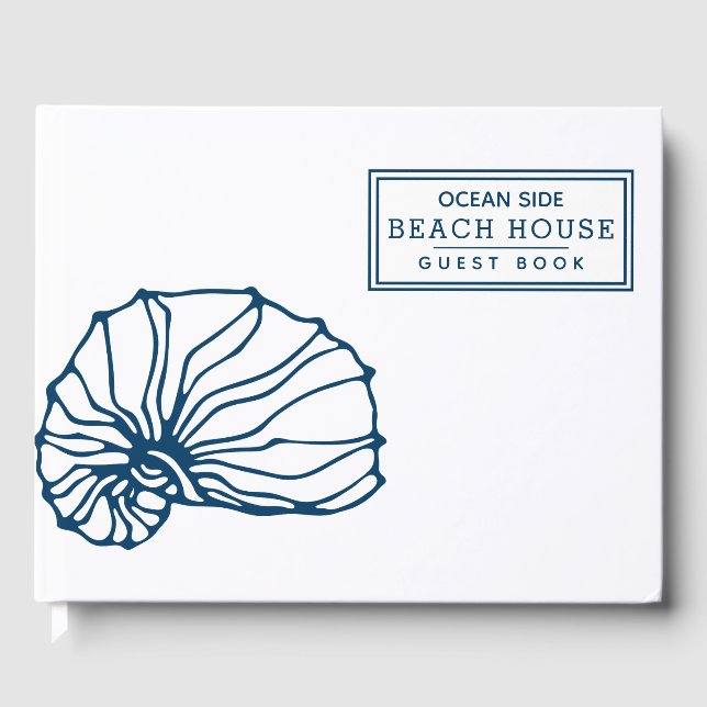 Indigo Blue Seashell - Beach House Vacation Rental Guest Book (Front)