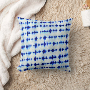 Indigo Blue Shibori Pattern  Throw Pillow