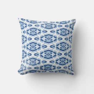 Indigo Blue Shibori Tie Dye Pattern Throw Pillow