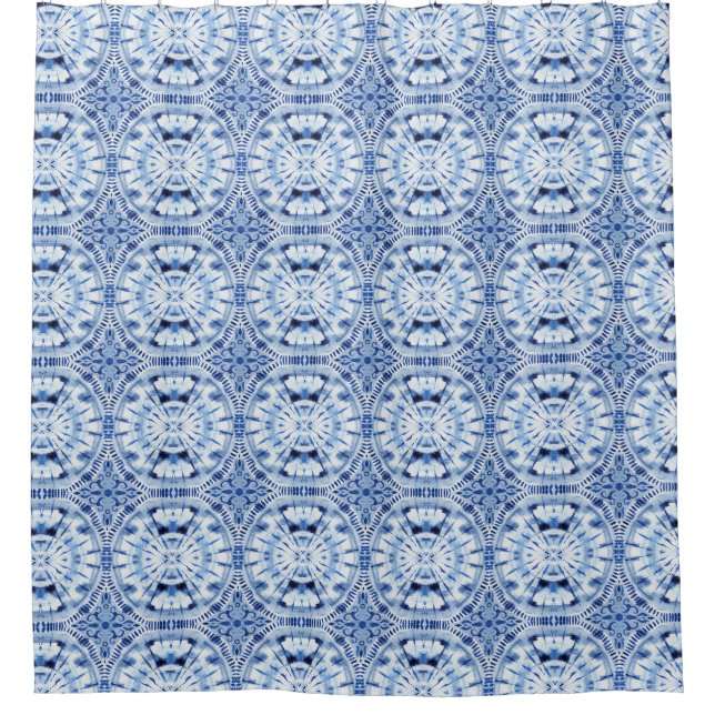 Indigo Blue Shibori Tie Dye Pattern Watercolor (Front)