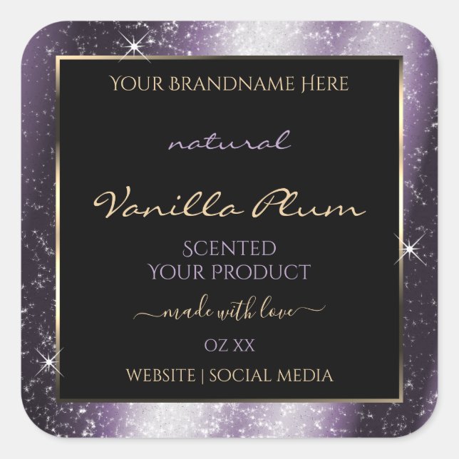 Indigo Blue Sparkle Glitter Frame Product Label (Front)