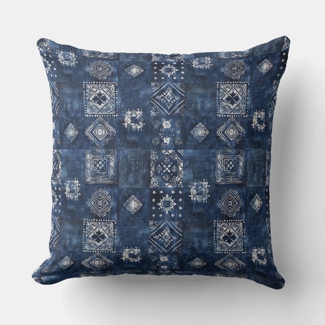Indigo Blue Throw Pillow (Front)