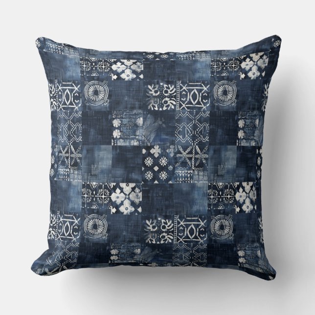 Indigo Blue Throw Pillow (Front)