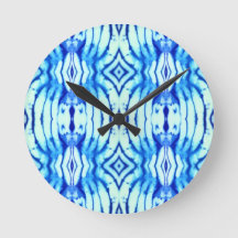 Indigo Blue Tie Dye Wall Clock