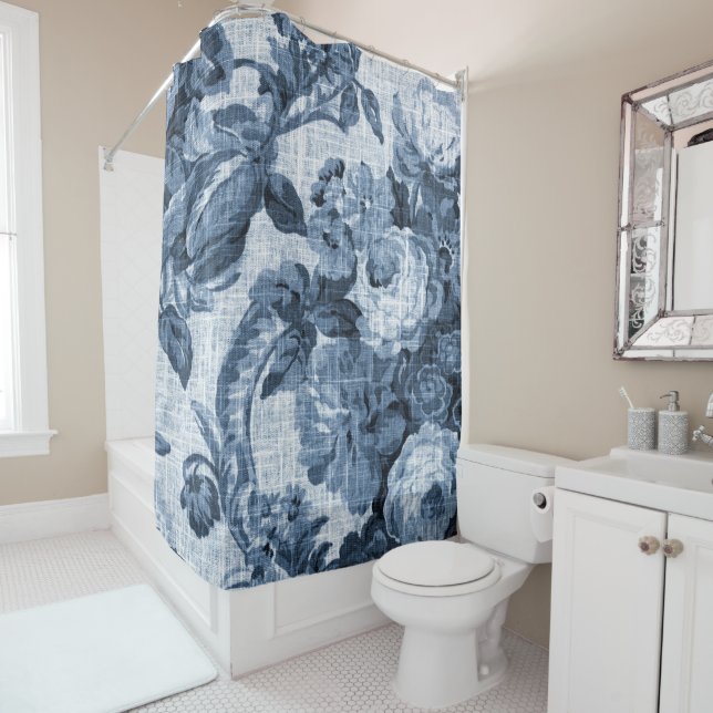Indigo Blue Vintage Floral Toile No.2 (In Situ)