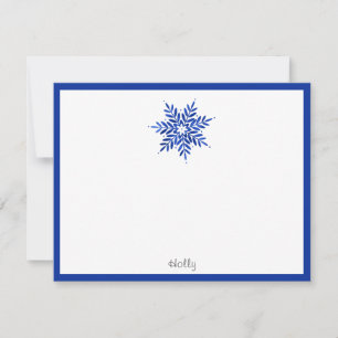 Indigo Blue Watercolor Abstract Snowflake  Card