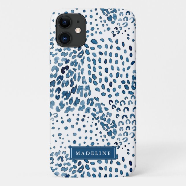 Indigo Blue Watercolor Animal Print Pattern Case-Mate iPhone Case (Back)